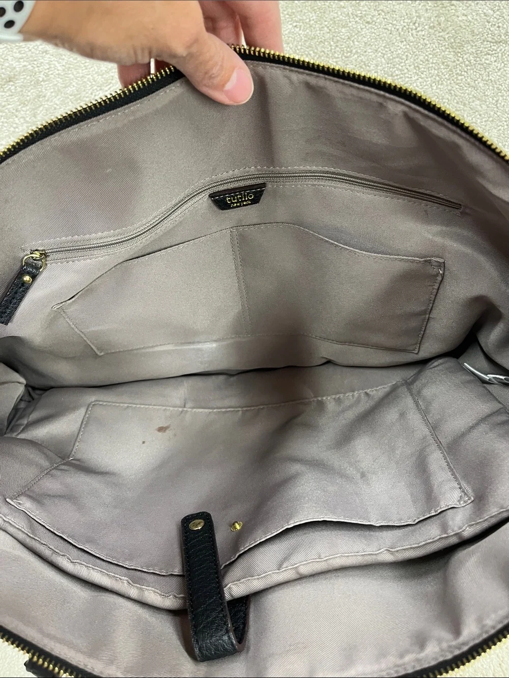 Tutilo Black Nylon and Leather Trim Large Computer Tote